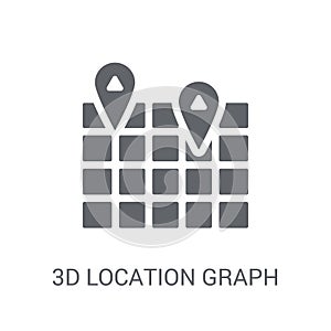 3D Location Graph icon. Trendy 3D Location Graph logo concept on