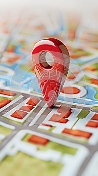 3D Location Pin on Abstract City Map Indicating Positioning and Navigation Concept