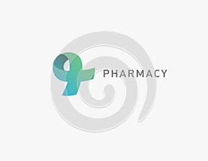 3D Logo cross and symbol of immortality pharmacy