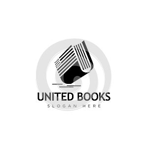 3D Logo united books with USA Flags