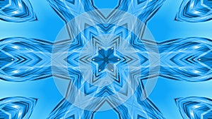 3D looped animation, an abstract background with blue ribbons twisting and forming stars or snowflakes as with a