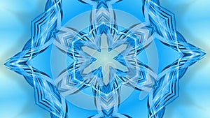 3D looped animation, an abstract background with blue ribbons twisting and forming stars or snowflakes as with a