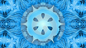 3D looped animation, an abstract background with blue ribbons twisting and forming stars or snowflakes as with a