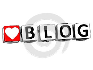 3D Love Blog Button Click Here Block Text