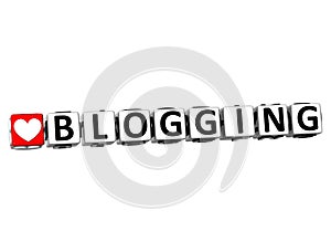 3D Love Blogging Button Click Here Block Text