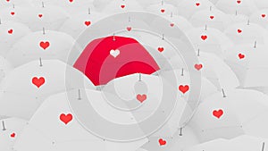 3d love concept, showing the unique love umbrella,