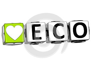 3D Love Eco Button Click Here Block Text