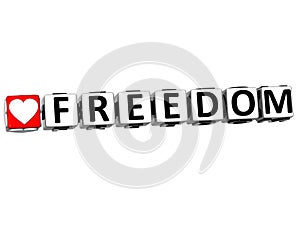 3D Love Freedom Button Click Here Block Text