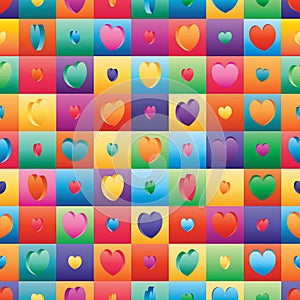 3d love symmetry colorful square seamless pattern