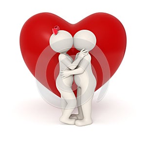 3d lovers kissing