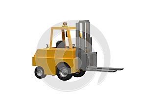 3d Lowpoly Icon Forklift Truck Loader Cartoon Style Isolated on White Background