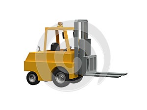 3d Lowpoly Icon Forklift Truck Loader Cartoon Style Isolated on White Background