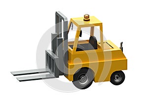 3d Lowpoly Icon Forklift Truck Loader Cartoon Style Isolated on White Background