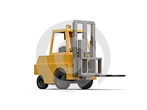 3d Lowpoly Icon Forklift Truck Loader Cartoon Style Isolated on White Background