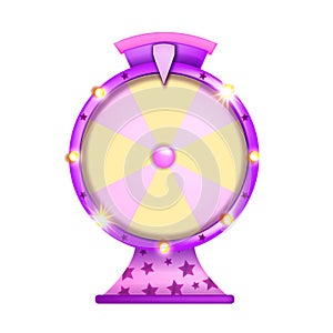 3D lucky lottery wheel game, vector roulette casino circle, fortune round jackpot win concept on white.