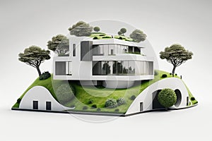 3d luxury apartment on green land