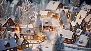 3d magic Christmas city. Generative Ai