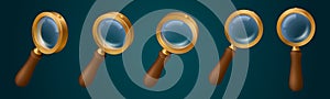 3d magnifying glass lens vintage game vector icon