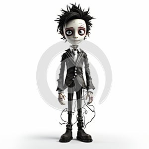 3d Male Character In Tim Burton\'s Style: A Complete 3d Model