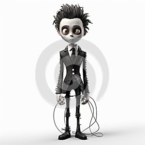 3d Male Character In Tim Burton Style: A Complete 3d Model