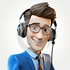 3d Male Customer Service Representative On White Background Isolated