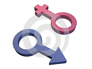 3D Male and Female Gender Symbols