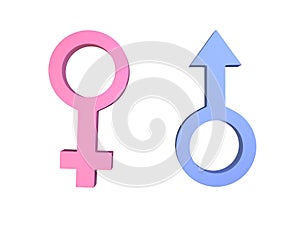 3D Male and Female Gender Symbols