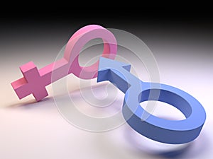 3D Male and Female Gender Symbols