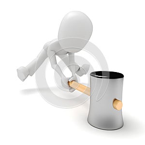 3d man and a big hammer