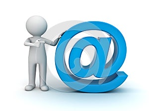 3d man and blue email sign