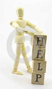 3D Man Building Help out of Blocks