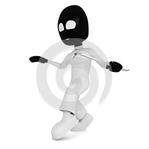 3d man burgler isolated on white
