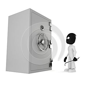 3d man burgler isolated on white photo