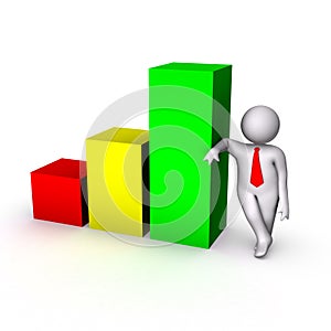 3d man with business chart