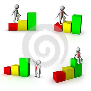 3d man with business chart