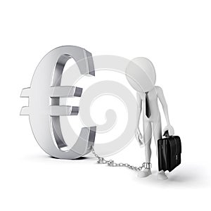 3d man with chain standing near Euro symbol