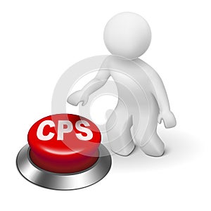 3d man with cps cost per sale button photo