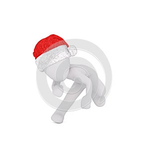 3d man in a festive Santa hat playing sport