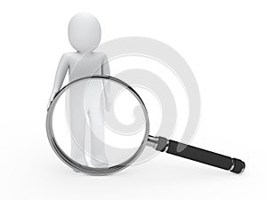 3d man glass magnify