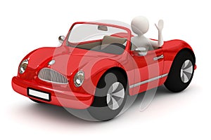 3d man going with red car