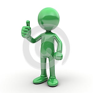 3d man is green tick symbol, signifying completion and success, in a compelling visual representation of achievement