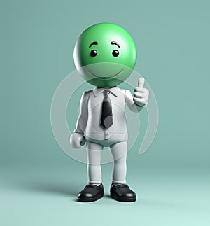 3d man is green tick symbol, signifying completion and success, in a compelling visual representation of achievement