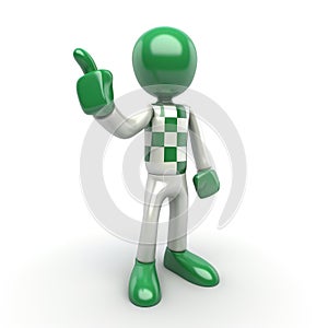 3d man is green tick symbol, signifying completion and success, in a compelling visual representation of achievement