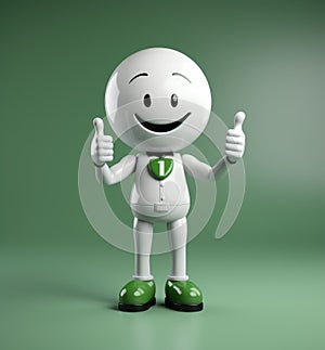 3d man is green tick symbol, signifying completion and success, in a compelling visual representation of achievement