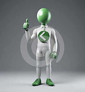 3d man is green tick symbol, signifying completion and success, in a compelling visual representation of achievement