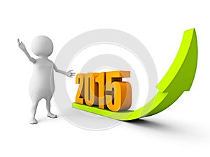 3d man with growing up 2015 year success arrow