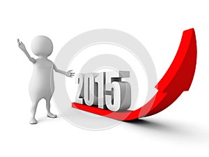 3d man with growing up 2015 year success arrow