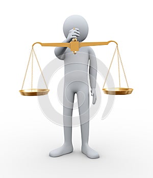 3d man holding balance scale