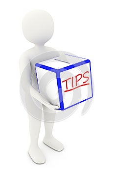 3d man holding box with tips