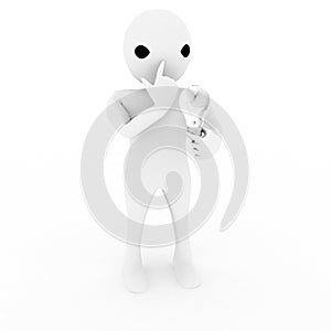 3d man holding bulb in hand and thinking illustration